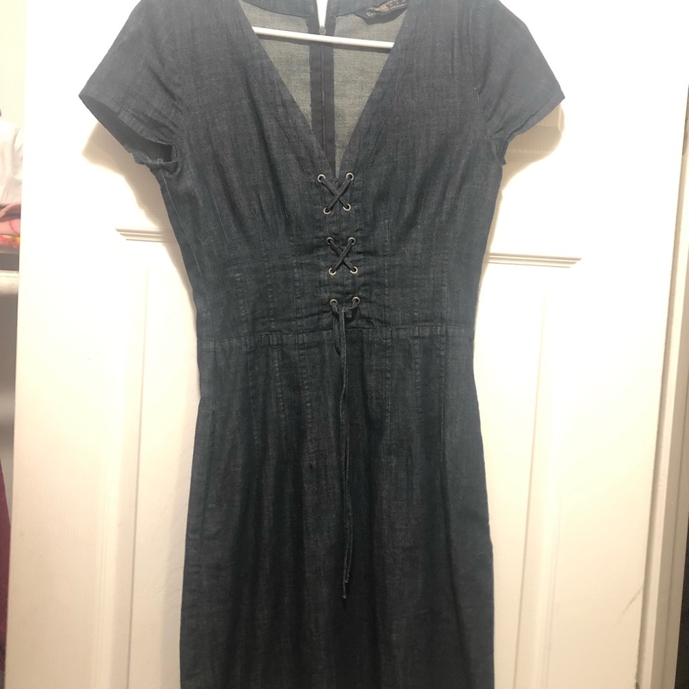 Dark blue color jean dress